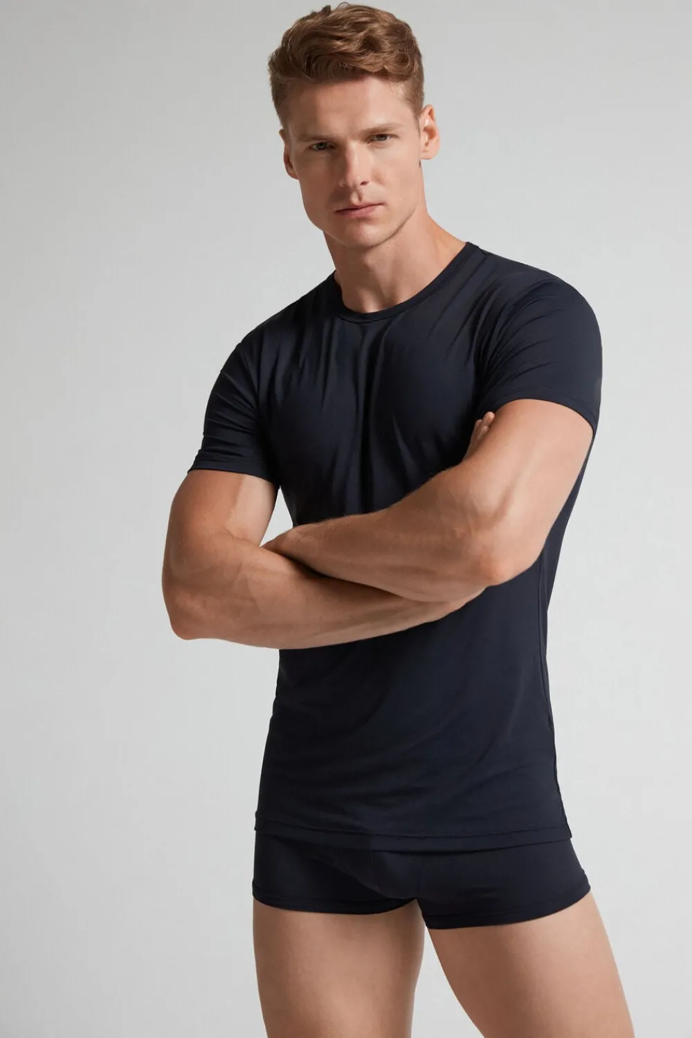 T-shirty|Mikrofibra>Intimissimi T-shirt z Mikrofibry niebieski - 800 - blu notte