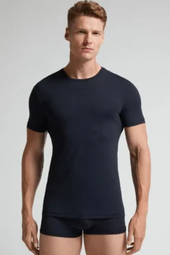 T-shirty|Mikrofibra>Intimissimi T-shirt z Mikrofibry niebieski - 800 - blu notte