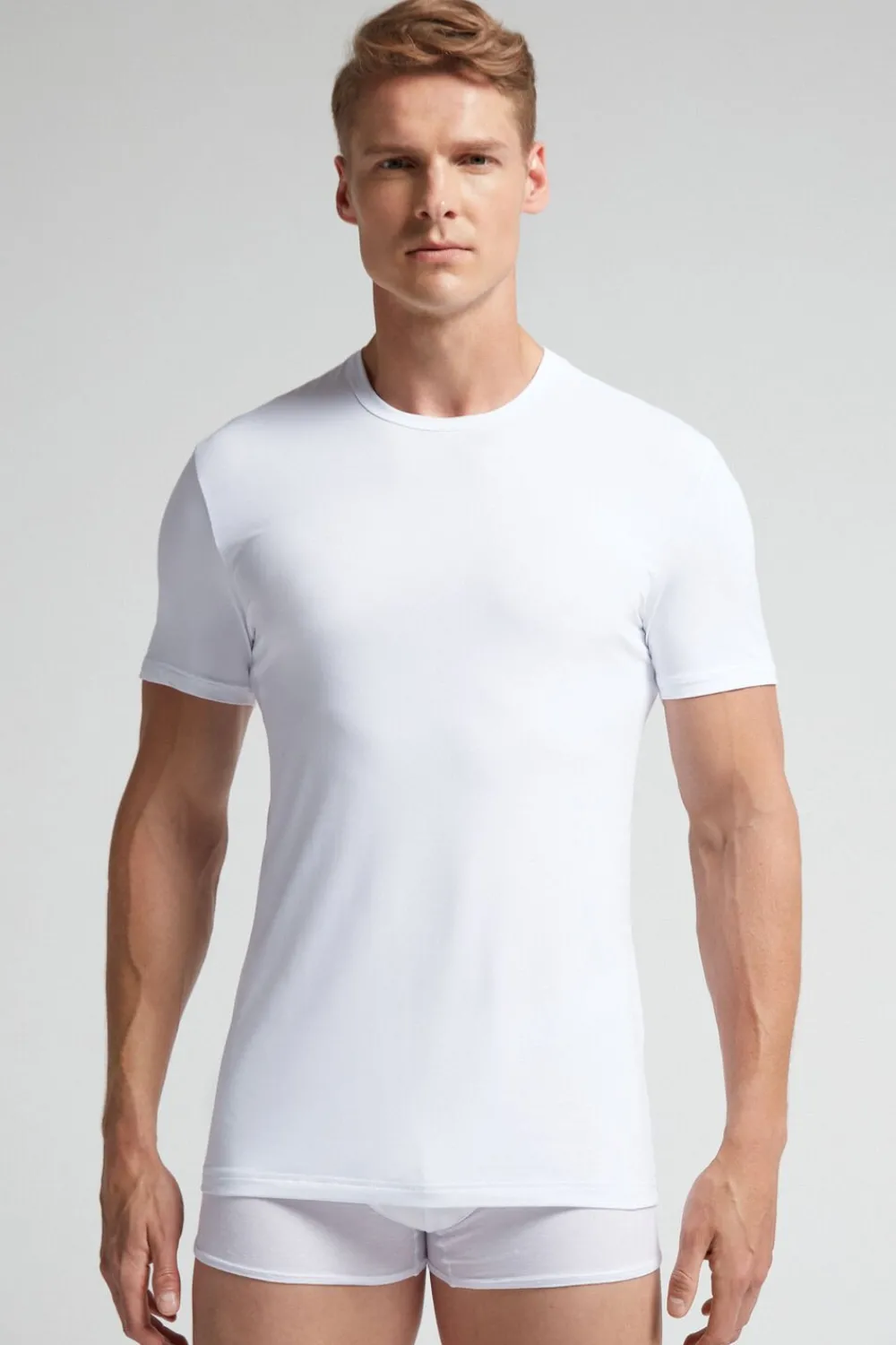T-shirty|Mikrofibra>Intimissimi T-shirt z Mikrofibry biały - 001 - biały