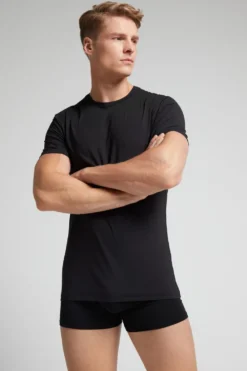 T-shirty|Mikrofibra>Intimissimi T-shirt z Mikrofibry czarny - 019 - czarny