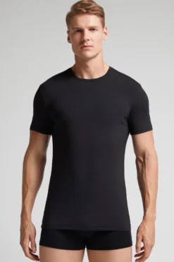 T-shirty|Mikrofibra>Intimissimi T-shirt z Mikrofibry czarny - 019 - czarny