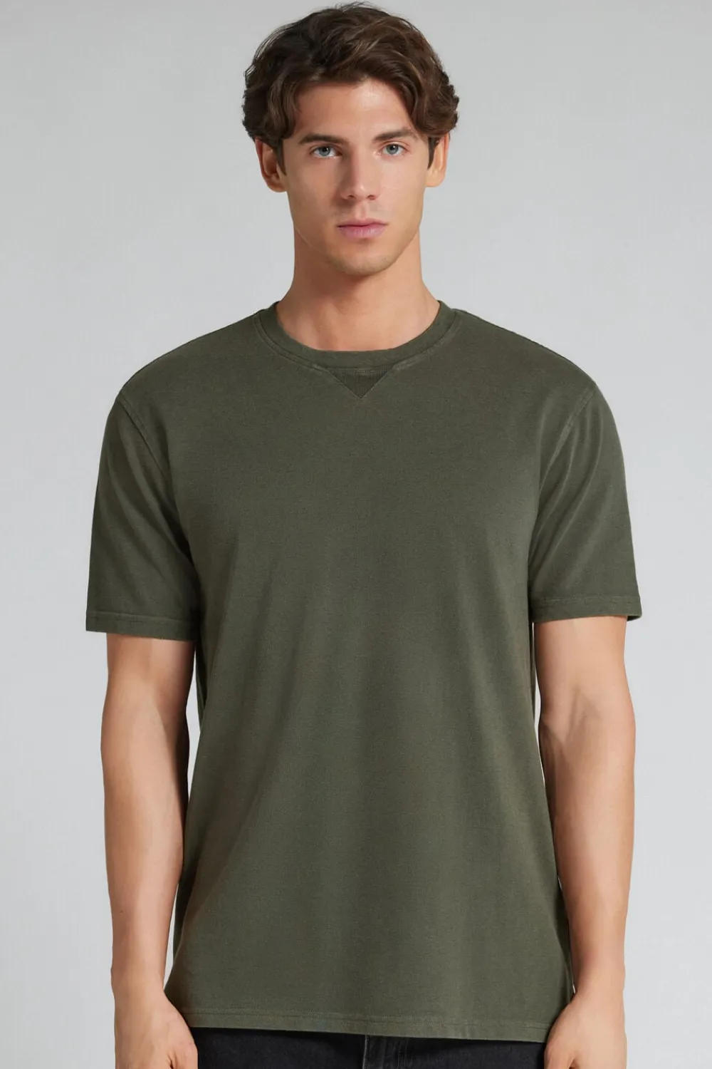 T-shirty>Intimissimi T-shirt z Piki Washed Collection zielony - 095k - verde truck delave'