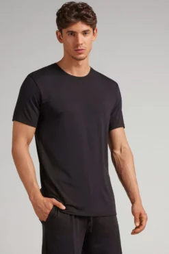 T-shirty|Soft Silk>Intimissimi T-shirt z Tkaniny Soft Silk czarny - 019 - czarny