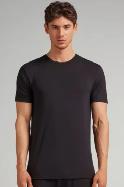 T-shirty|Soft Silk>Intimissimi T-shirt z Tkaniny Soft Silk czarny - 019 - czarny