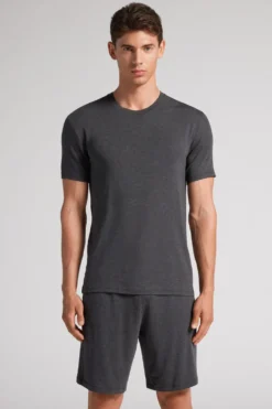 T-shirty|Soft Silk>Intimissimi T-shirt z Tkaniny Soft Silk szary - 040 - grigio scuro melange