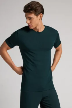 T-shirty|Soft Silk>Intimissimi T-shirt z Tkaniny Soft Silk zielony - 132j - verde scuro