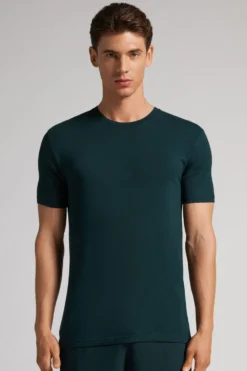 T-shirty|Soft Silk>Intimissimi T-shirt z Tkaniny Soft Silk zielony - 132j - verde scuro