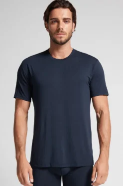 T-shirty|Soft Silk>Intimissimi T-shirt z Tkaniny Soft Silk niebieski - 800 - blu notte