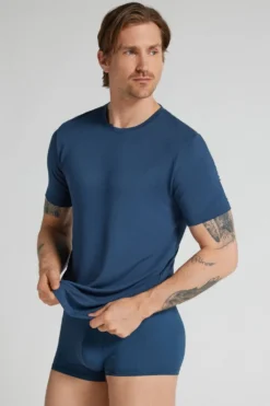 T-shirty|Soft Silk>Intimissimi T-shirt z Tkaniny Soft Silk niebieski - 886j - blu gas