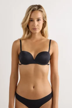Balkonetki|Bez Ramiączek>Intimissimi Wielofunkcyjny Biustonosz Balkonetka Anna z Mikrofibry Ultralight czarny - 019 - czarny