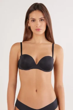 Balkonetki|Z Fiszbinami>Intimissimi Wielofunkcyjny Biustonosz Balkonetka Anna z Mikrofibry Ultralight czarny - 019 - czarny