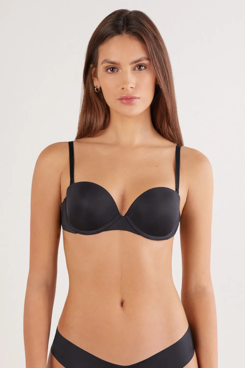 Balkonetki|Z Fiszbinami>Intimissimi Wielofunkcyjny Biustonosz Balkonetka Anna z Mikrofibry Ultralight czarny - 019 - czarny